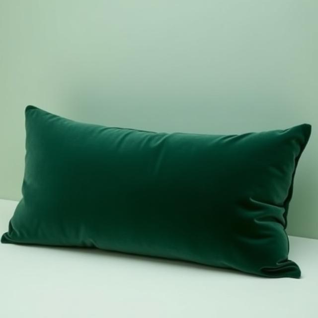 Plush Forest Green Velvet Lumbar Pillow