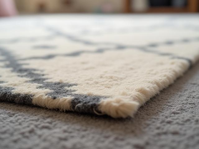 A large wool rug anchoring a living space